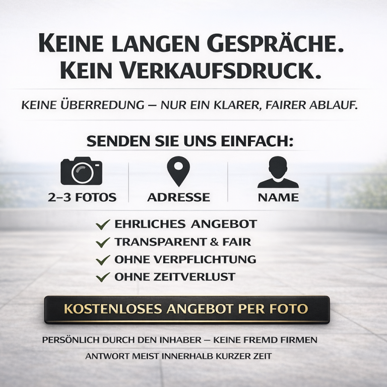 Text auf einem Werbeplakat mit Informationen zu einem Angebotsanfrageprozess.